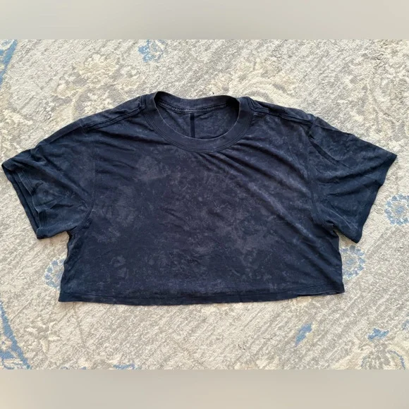 Lululemon All Yours Crop Tee *Wash Cloudy Wash True Navy - Picture 5 of 9